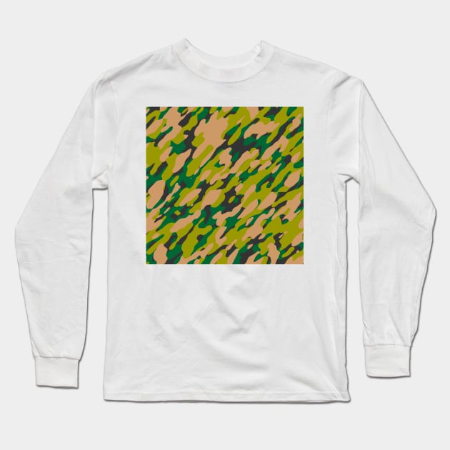 Green Olive Camouflage Long Sleeve T-Shirt by Tshirtstory